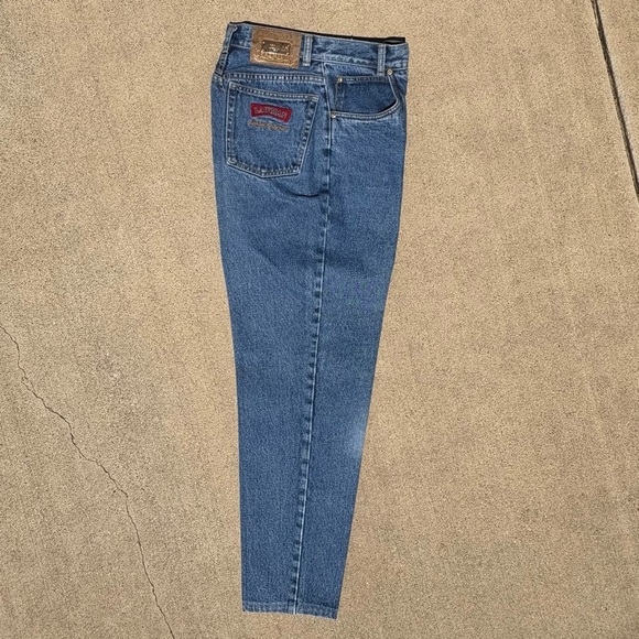 Vintage 90’s Lawman sz 7 Coastal Cowgirl High-Rise Western Mom Jeans Tapped Leg - Picture 6 of 13